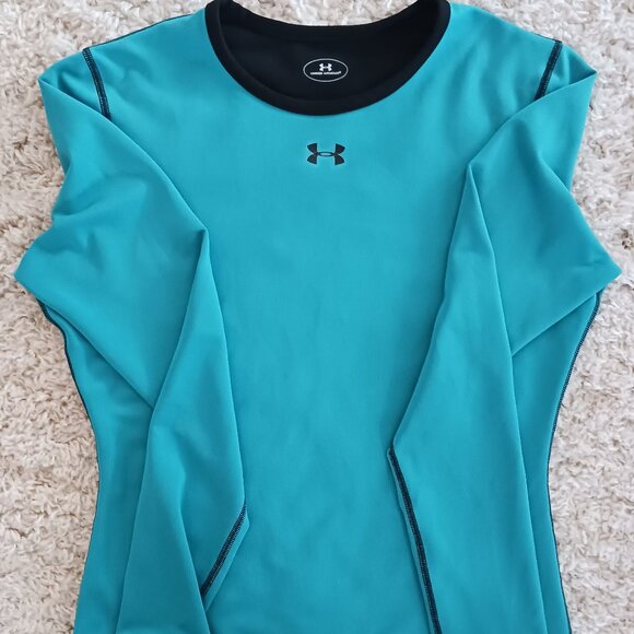 Under Armour Women's Reversable Fitted Shirt Size Medium Teal Black Corpore - Picture 2 of 9
